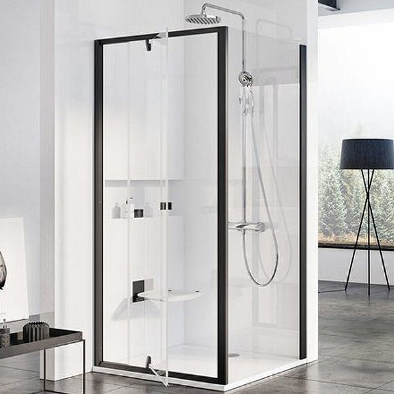 Душевая стенка прозрачная, черная Ravak Pivot PPS-90 90G70300Z1