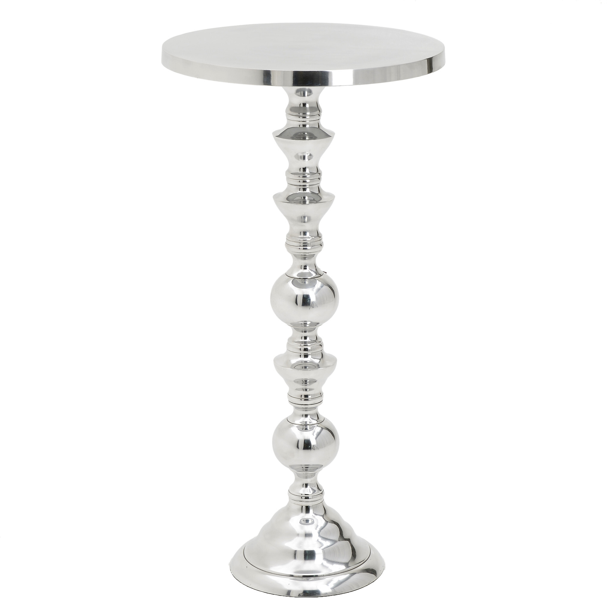 Кофейный столик круглый серебро с фигурной ножкой 39 см Koni