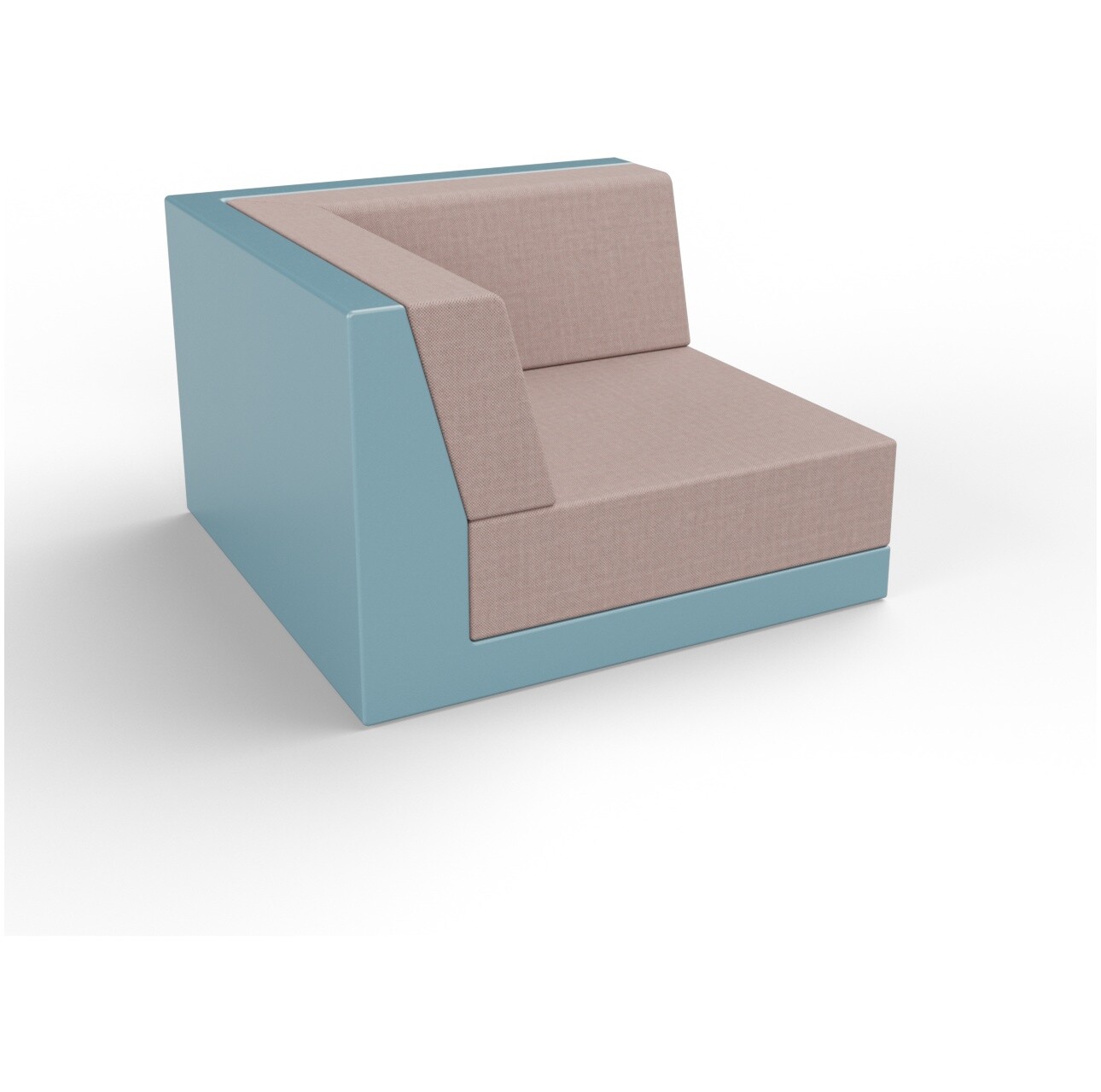 Модуль дивана угловой пластиковый с подушками бирюзовый, кофейный Quarter modular