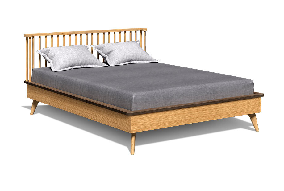 Кровать двуспальная светло-коричневая и графит 180х200 см Elva