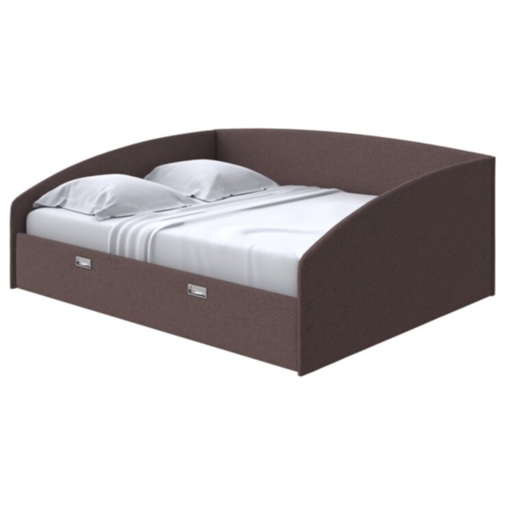 Кровать двуспальная 180x200 см ткань искусственная шерсть, лама шоколад Bono