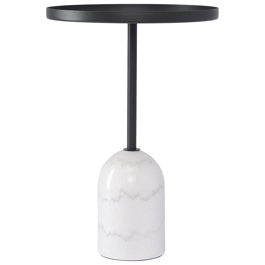 Кофейный столик металлический круглый 40х59 см черный, белый Lars