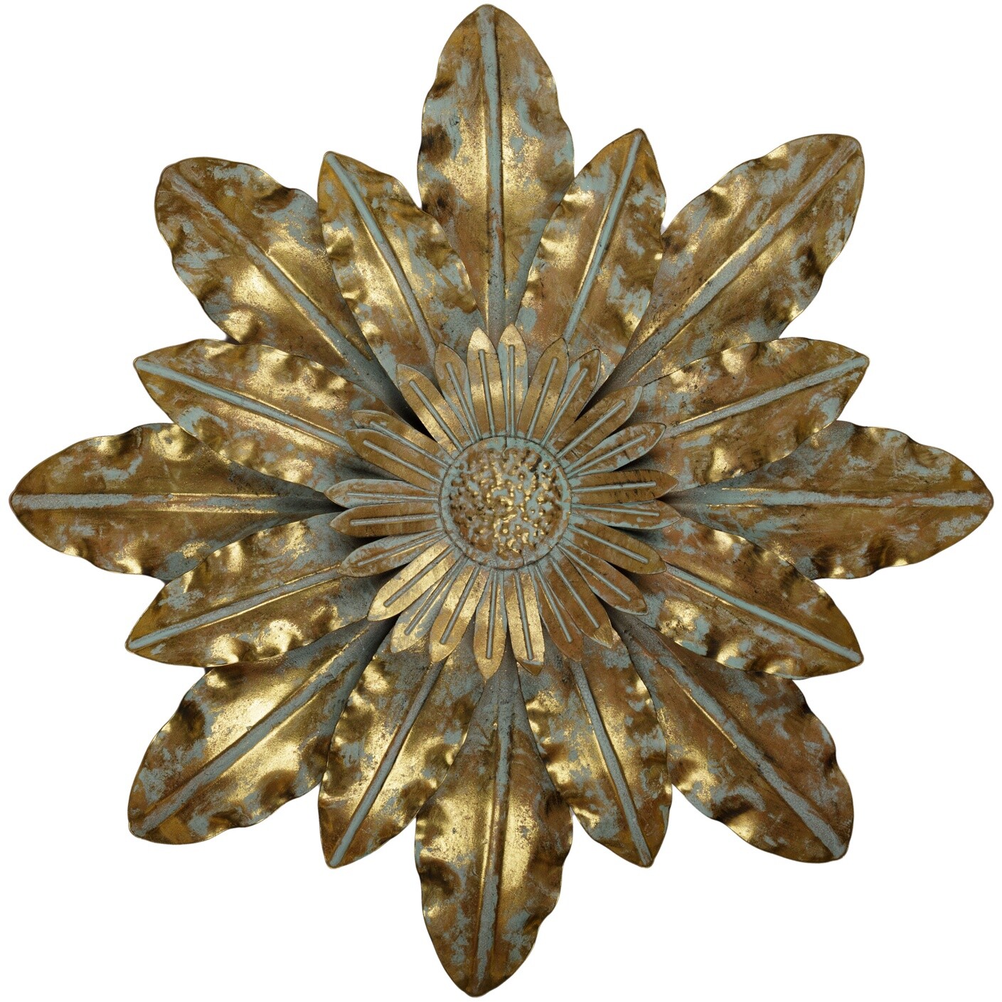 Декор настенный объемный металлический золотой 57х9x57см