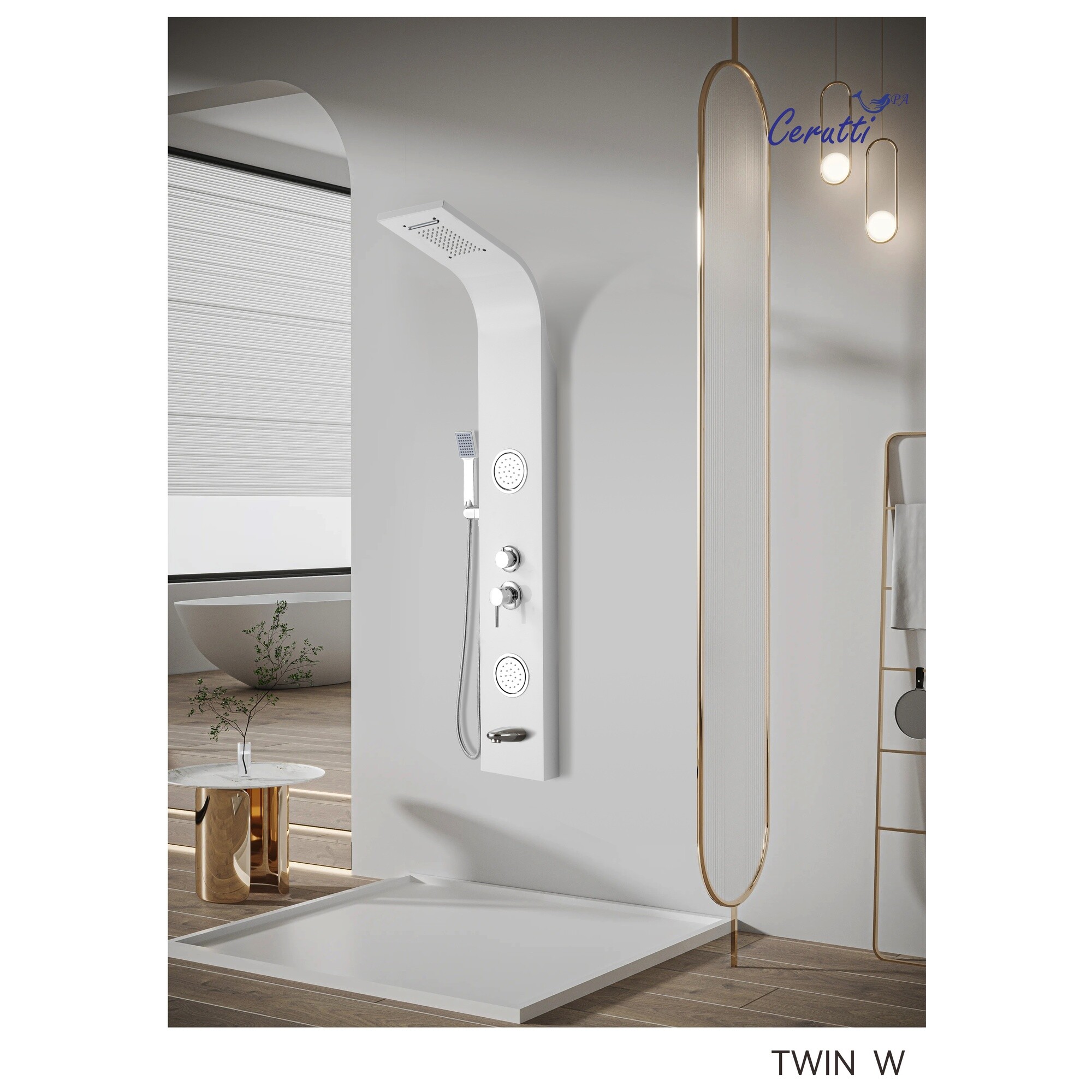 Душевая панель с гидромассажем 150х22 см белая Cerutti SPA Twin W CT9985