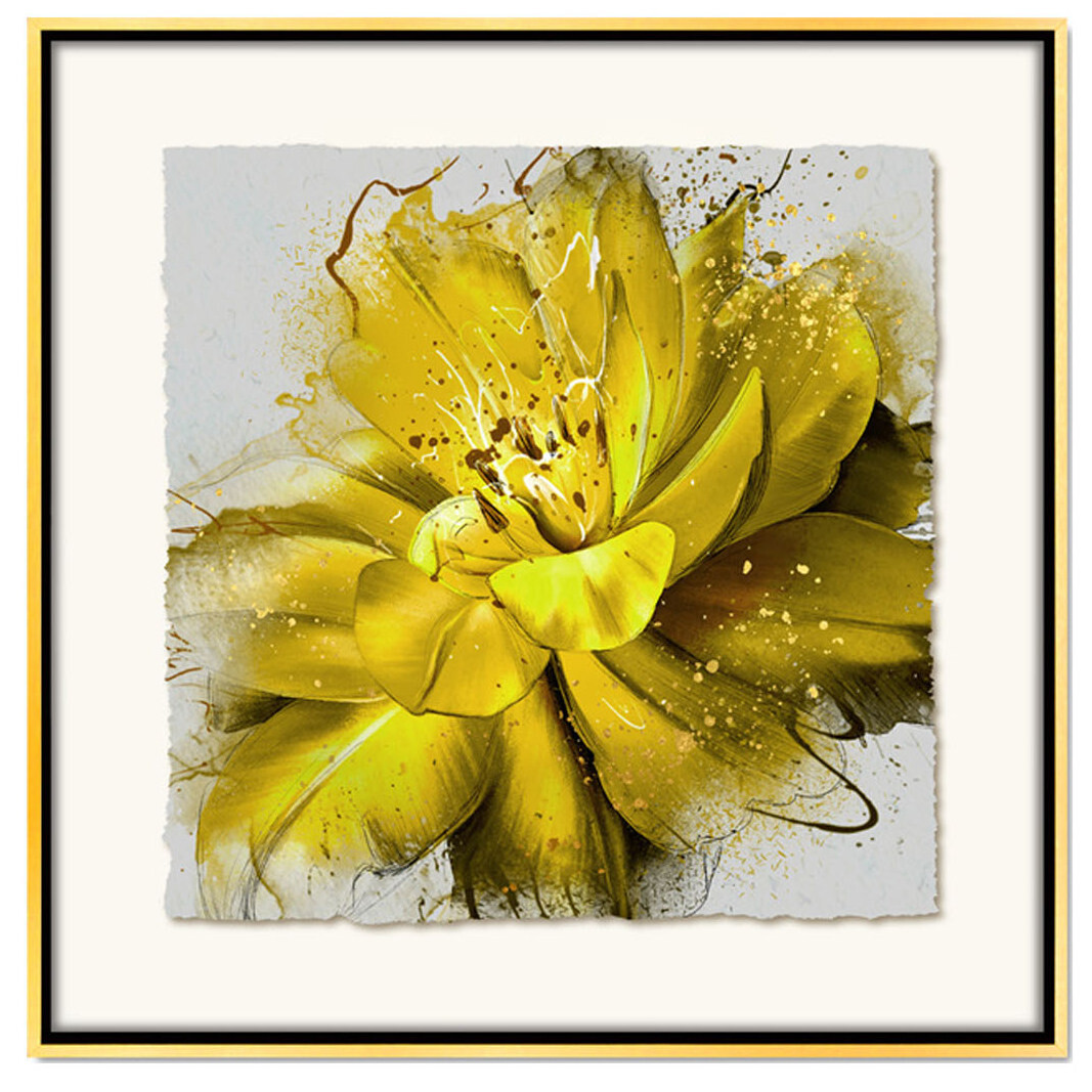 Постер квадратный на художественной бумаге 80х80 см &quot;Красивый желтый цветок&quot;