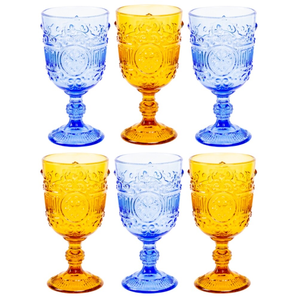 Набор бокалов из 6 штук стеклянный сине-желтый «Бельведер»