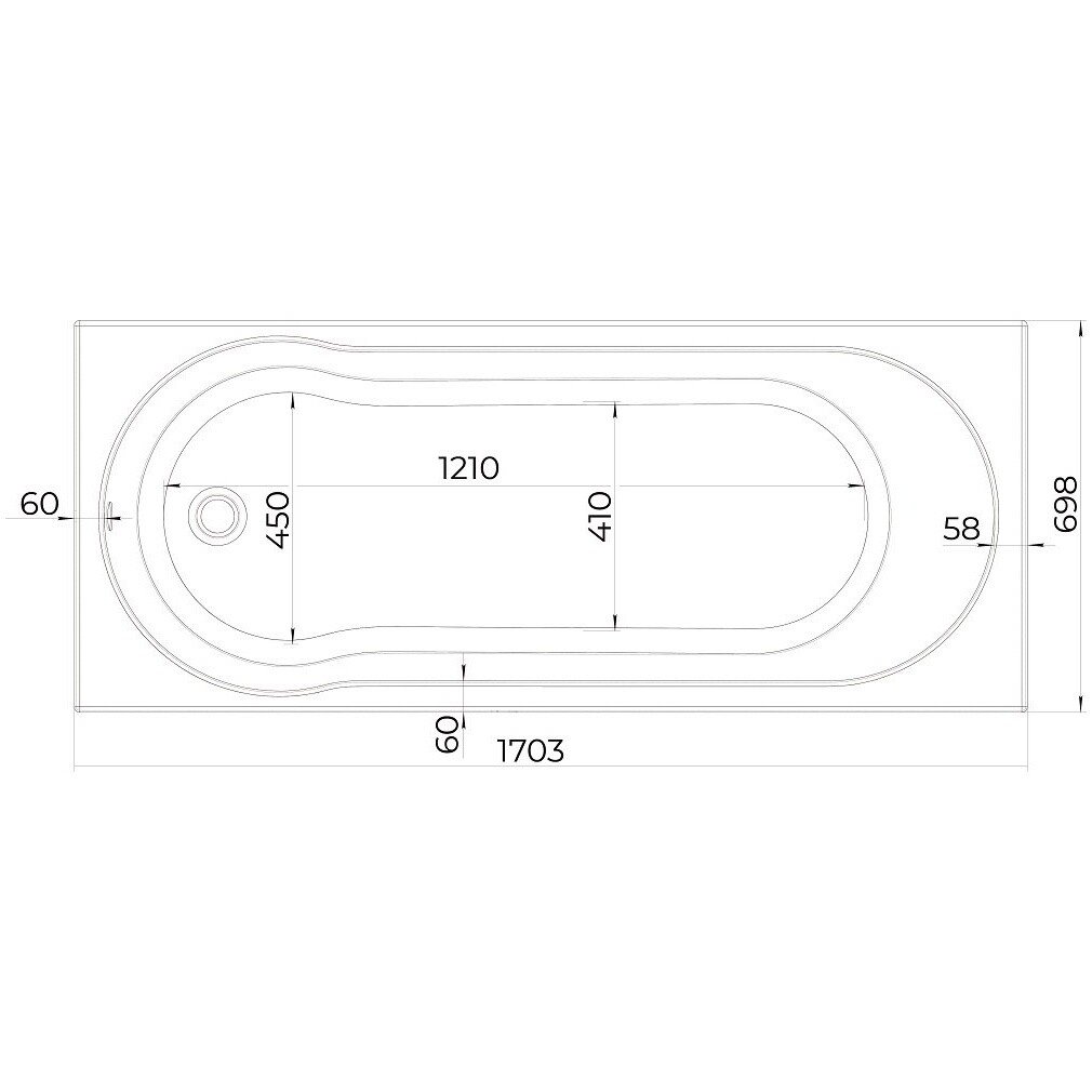 Ванна акриловая прямоугольная 70х170 см белая Creto Alba 244961 - изображение 10