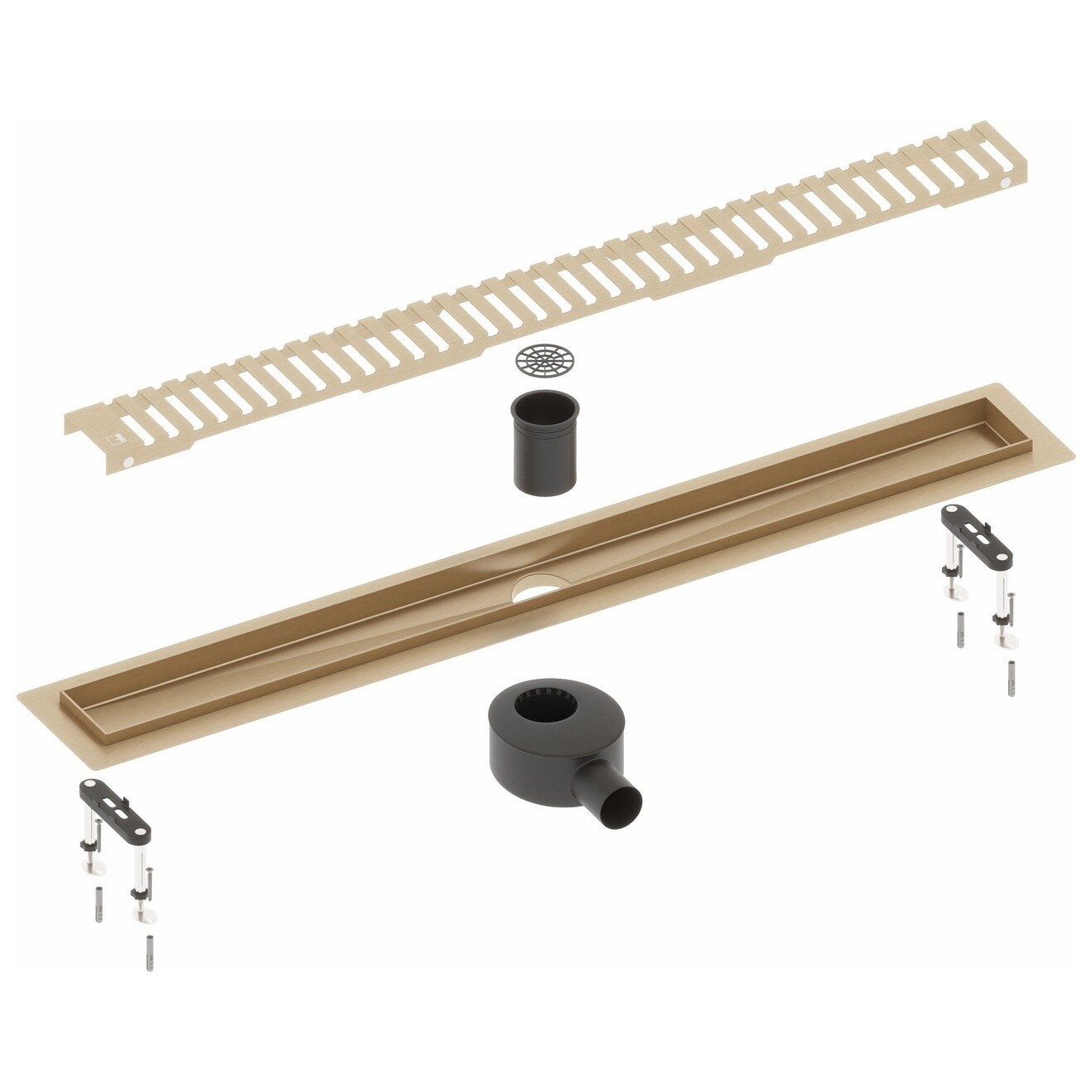 Душевой лоток с вставкой &quot;lines&quot; золото матовое Timo Drain System 800
