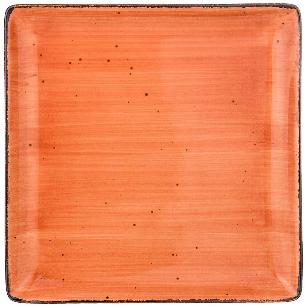 Тарелка фарфоровая обеденная квадратная оранжевая Nature