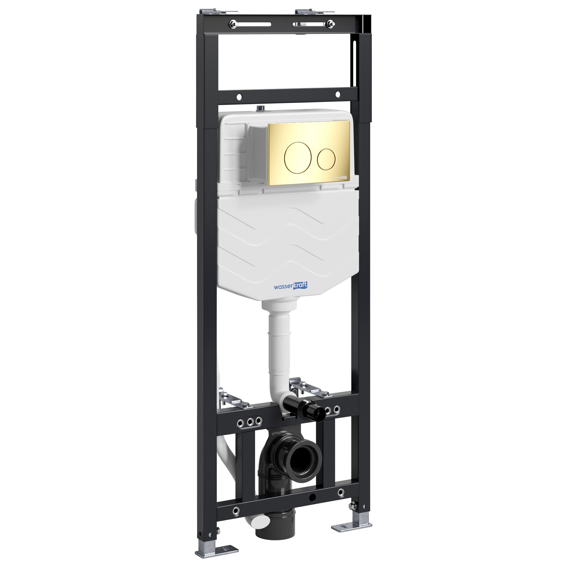 Инсталляция для унитаза с кнопкой смыва глянцевое золото Wasserkraft Alme 15TLT.010.ME.PG02