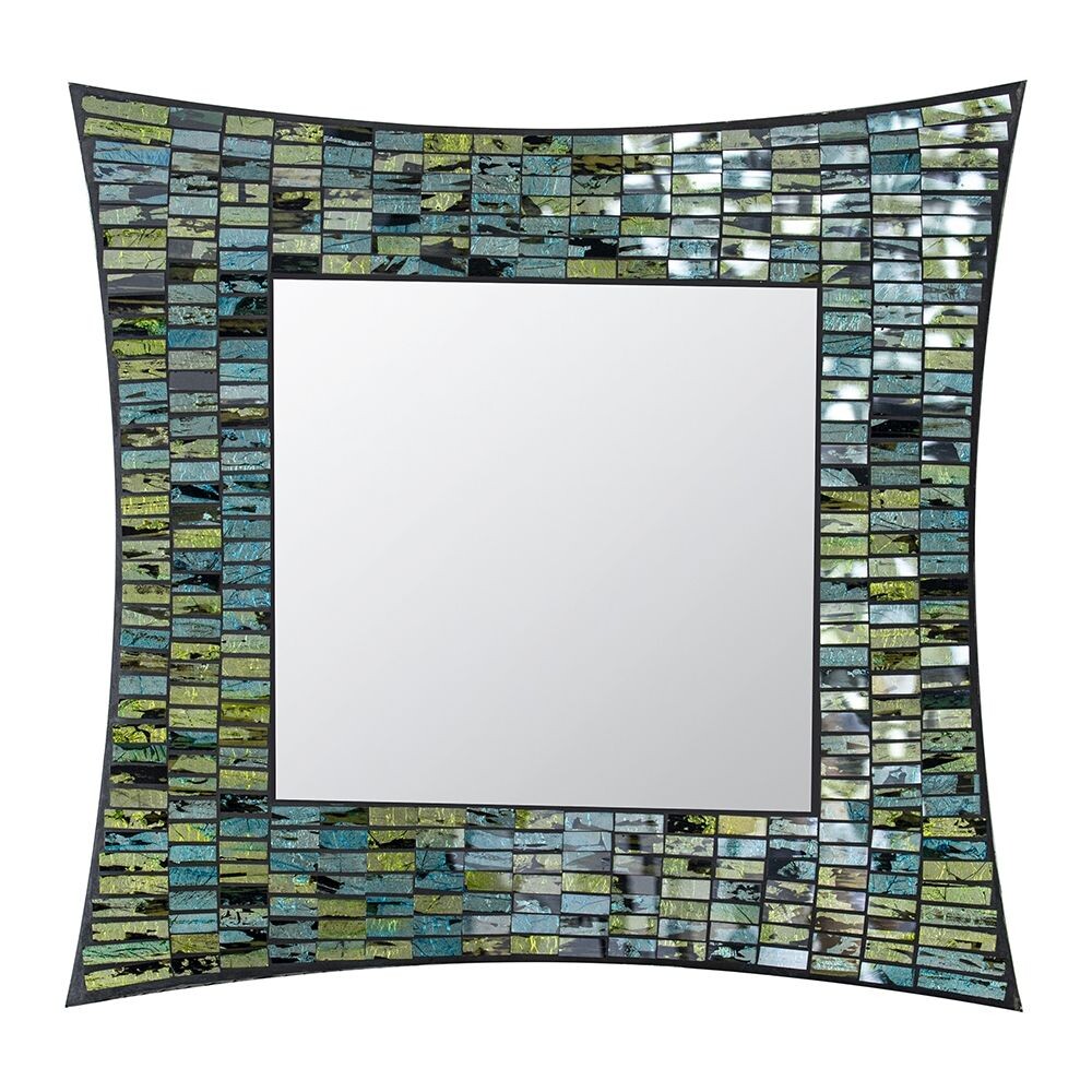 Зеркало настенное квадратное в мозаичной раме 51х51см зеленое Glasar