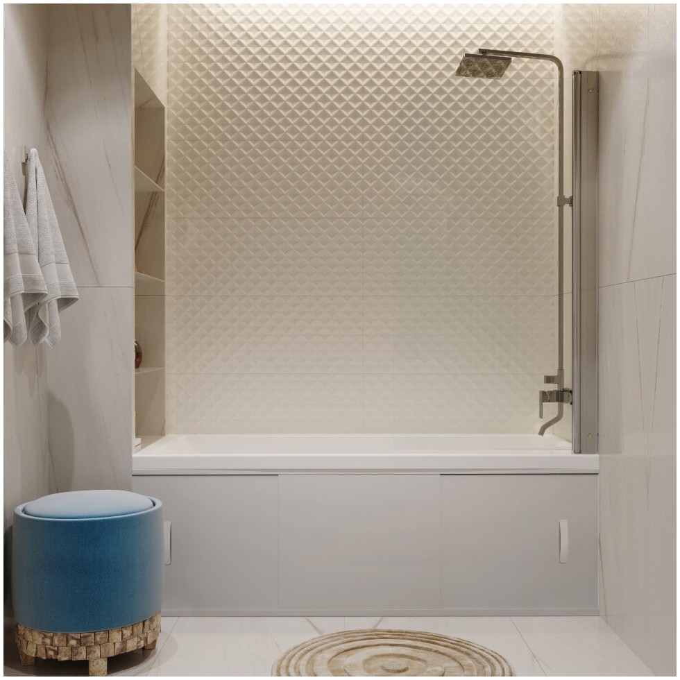 Экран для ванны фронтальный раздвижной пластиковый 50х150 см белый Щ0000049089 Triton - изображение 5