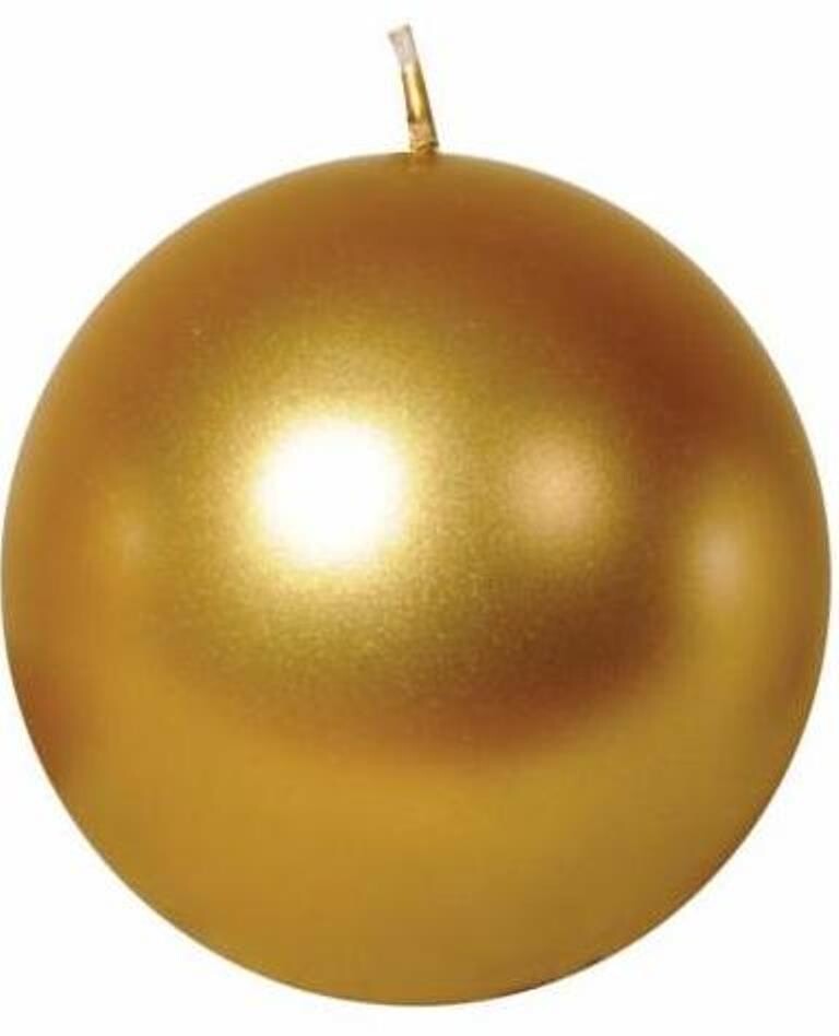 Свеча-шар золотая, 10 см