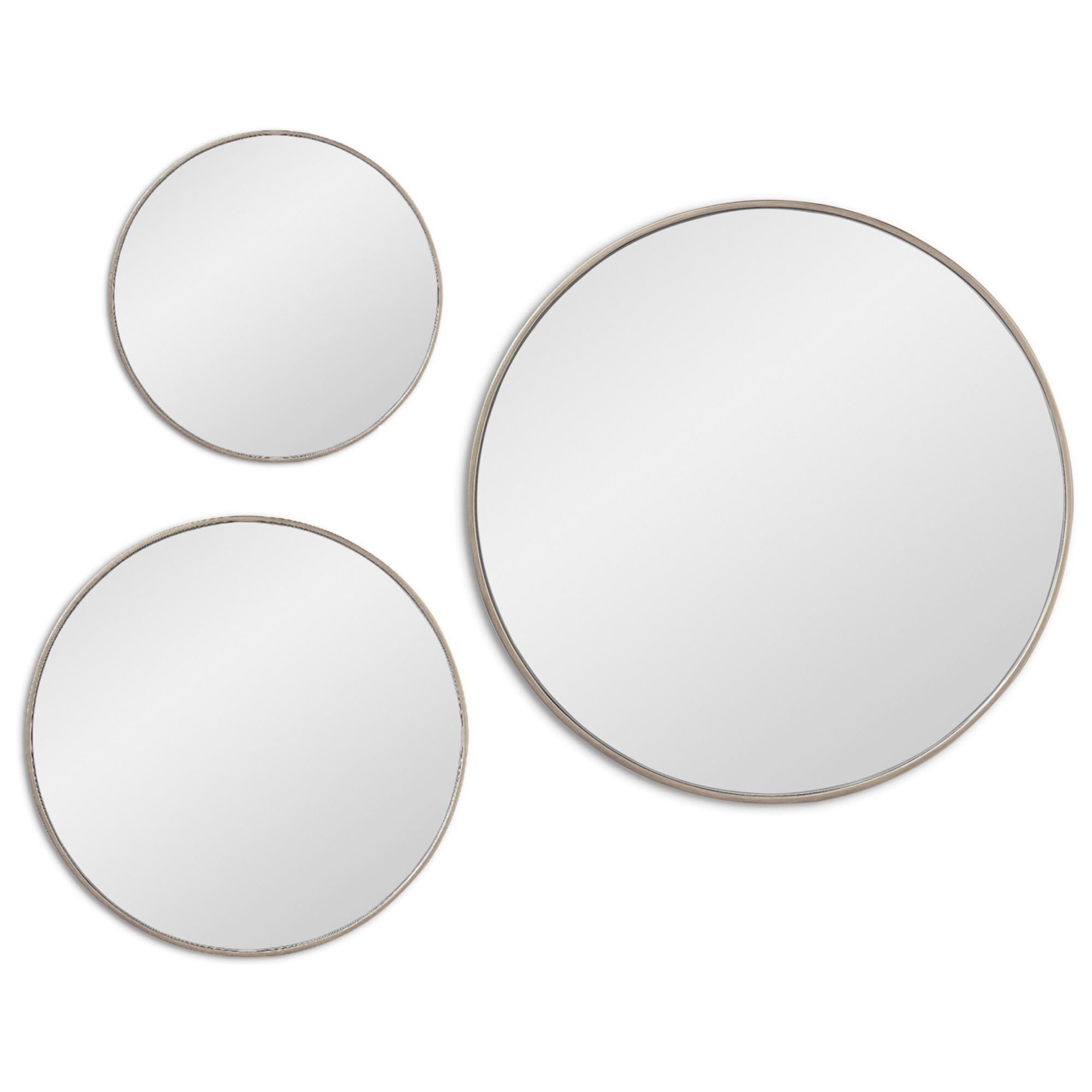 Зеркала настенные круглые в тонкой раме 3 шт серебро Saturn Silver