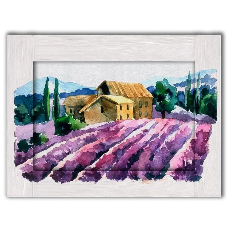 Картина с арт-рамой серая с фиолетовым 70х90 см &quot;Лавандовое поле&quot; 