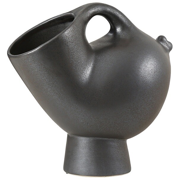 Ваза настольная керамическая 26х28 см черная Horn ancient glazed vase