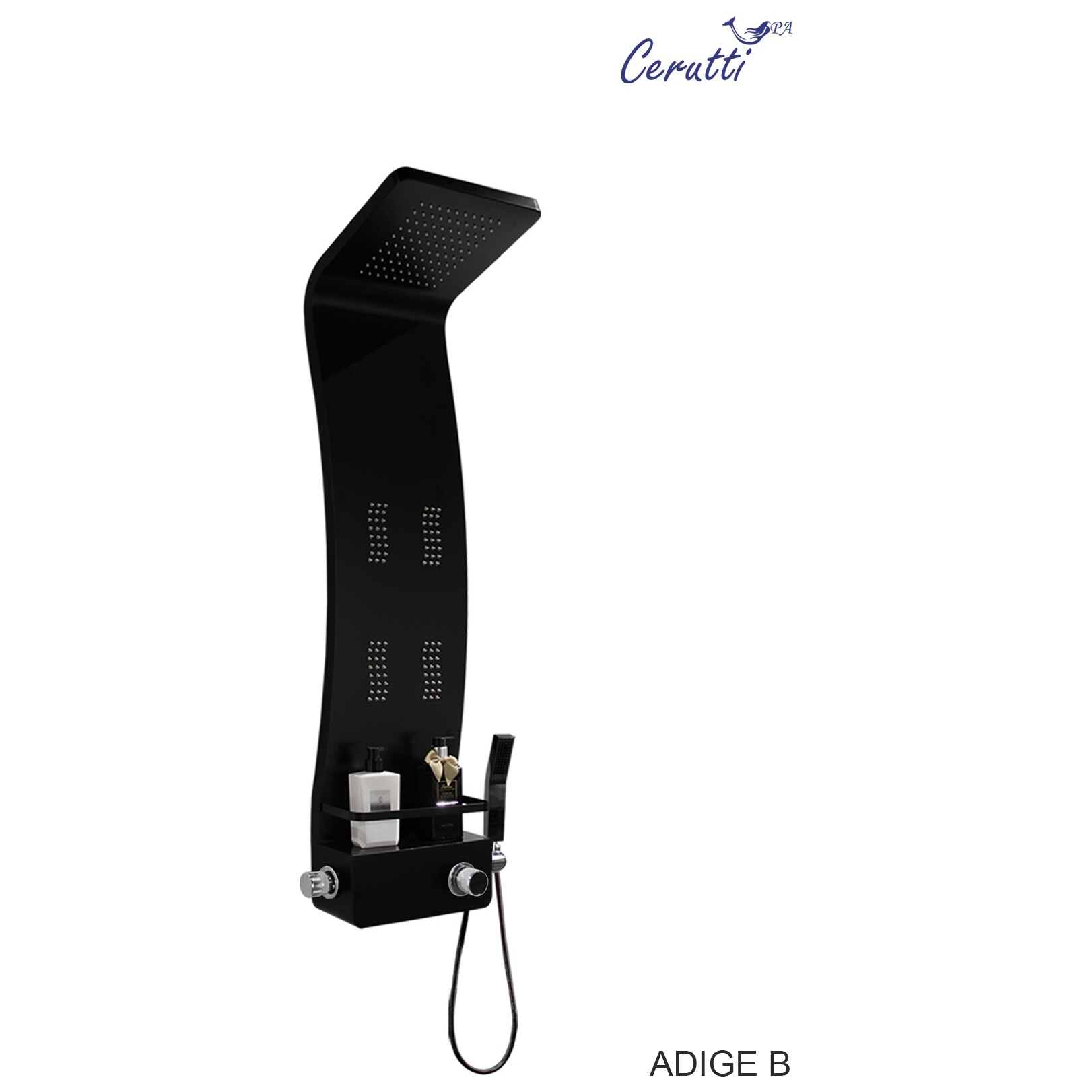 Душевая панель с гидромассажем 118х35 см черная Cerutti SPA Adige B CT8980