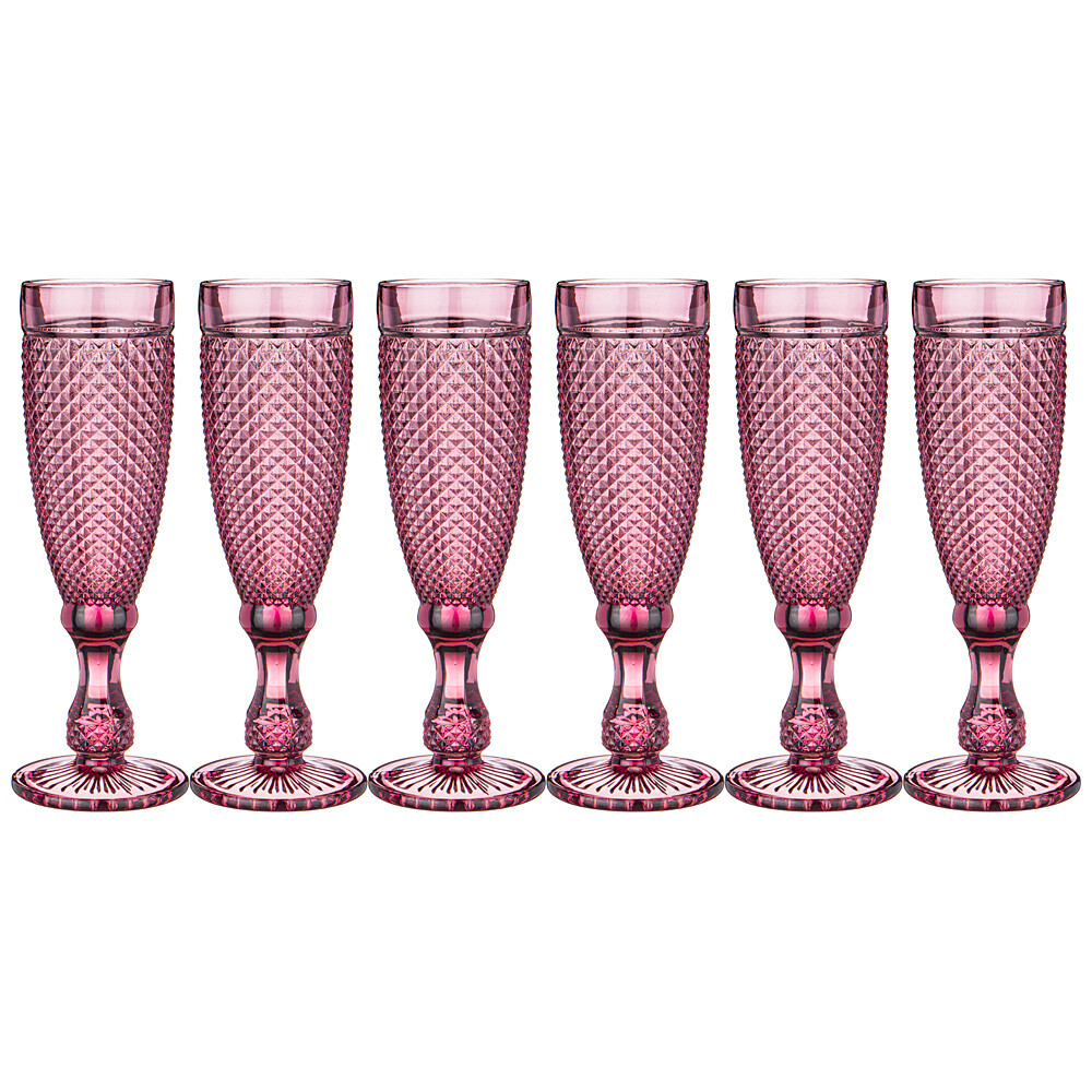 Набор бокалов для шампанского фиолетовый 150 мл, 6 штук &quot;Гранат&quot;