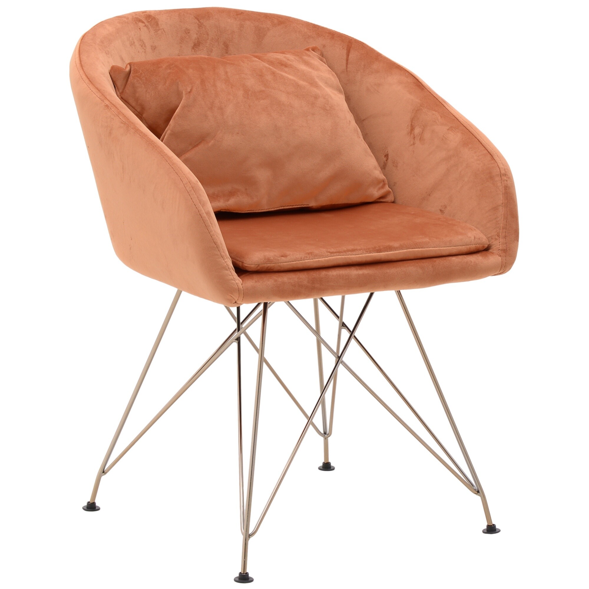 Кресло с мягкими подлокотниками на металлических ножках оранжевое