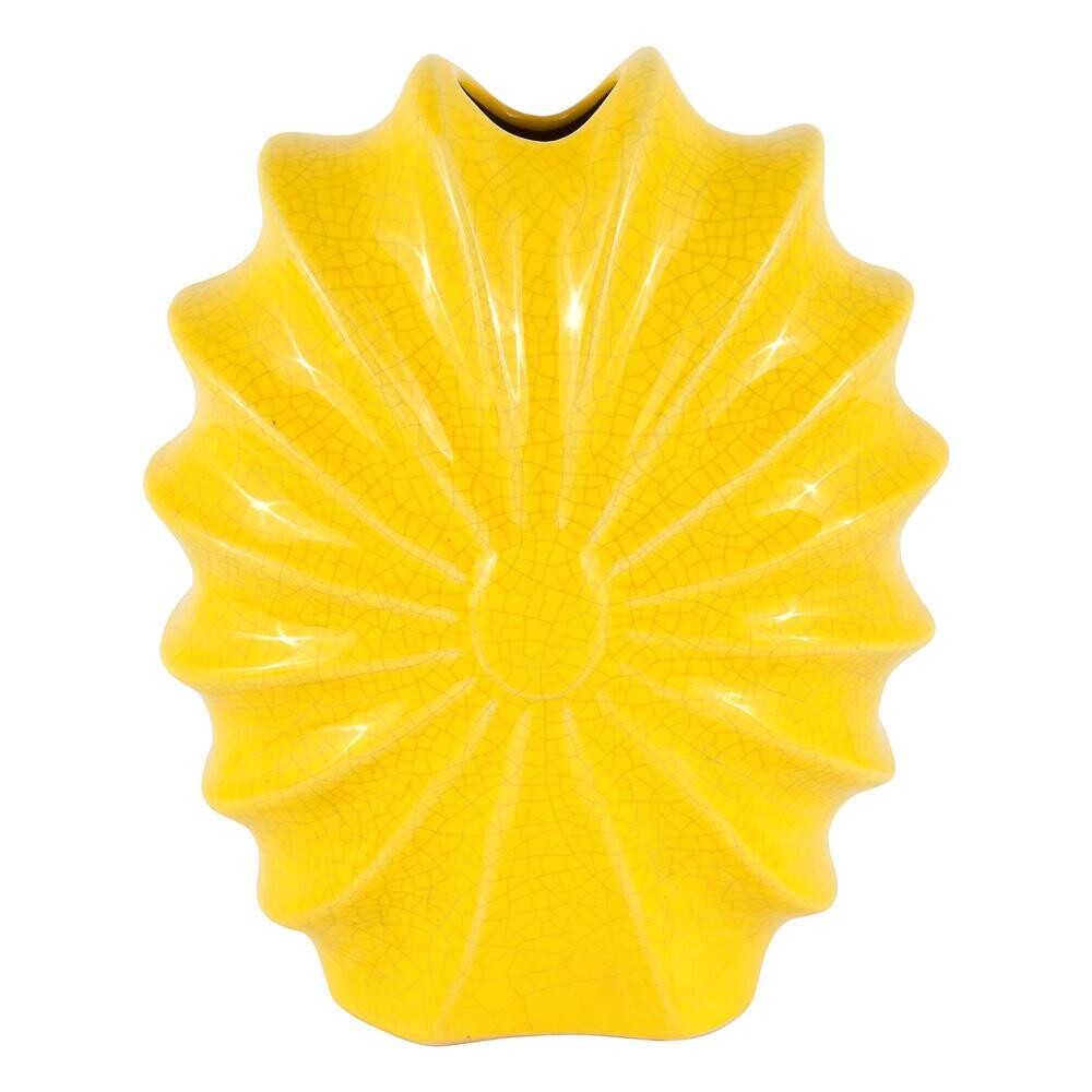 Ваза керамическая желтая 25 см &quot;Желтая хризантема&quot;