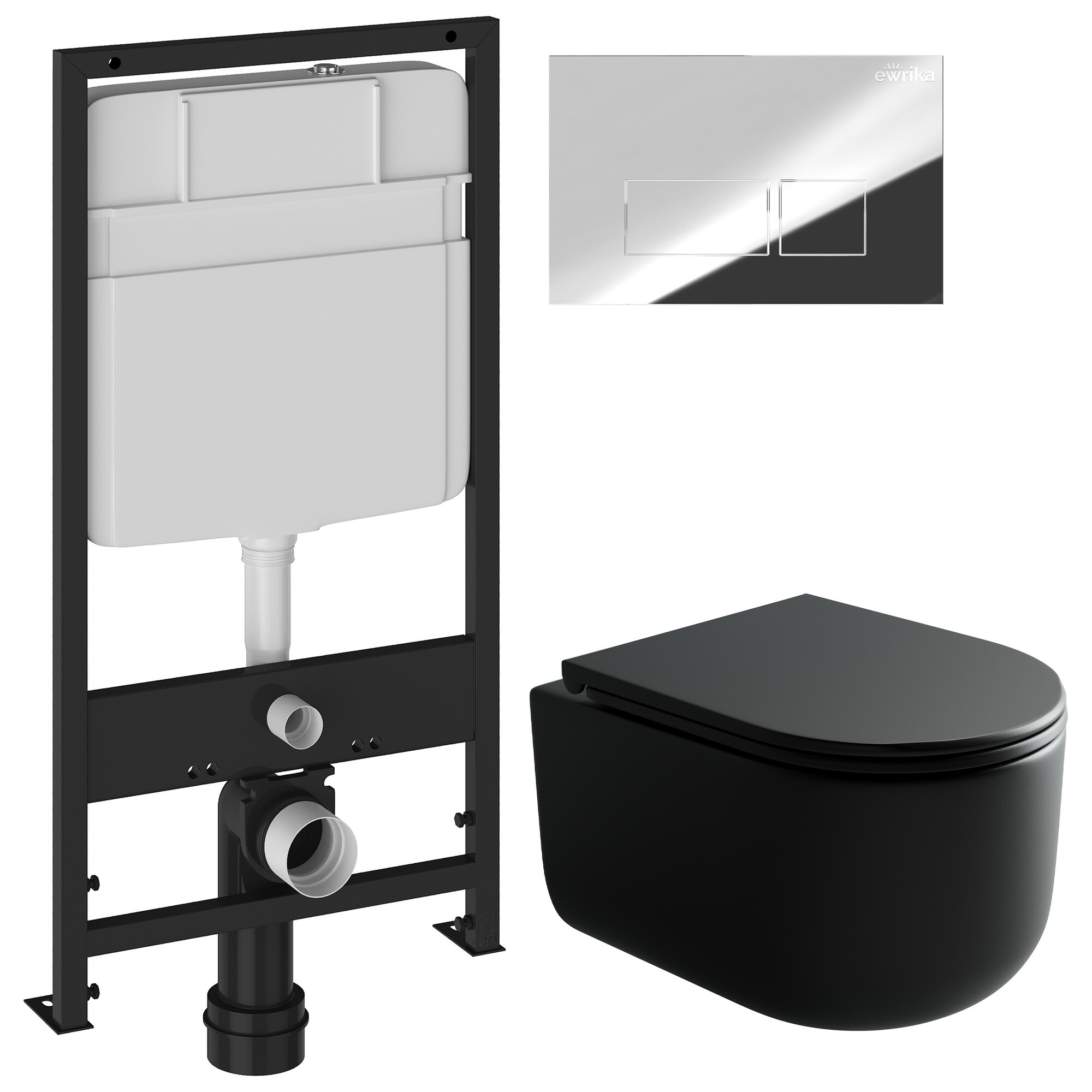 Унитаз Ceramicanova Ulma Rimless CN4006MB с инсталляцией Ewrika ProLT 0026-2020