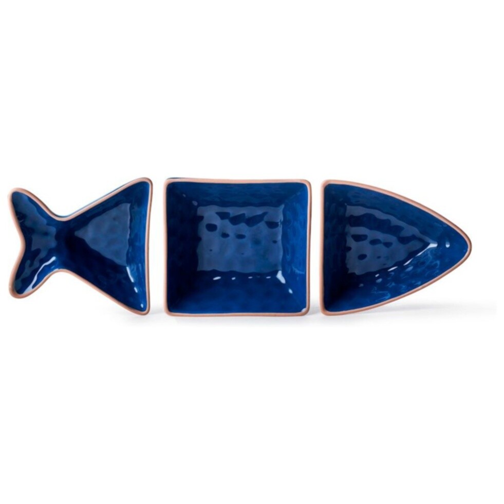 Менажница керамическая синяя &quot;Рыбы&quot;