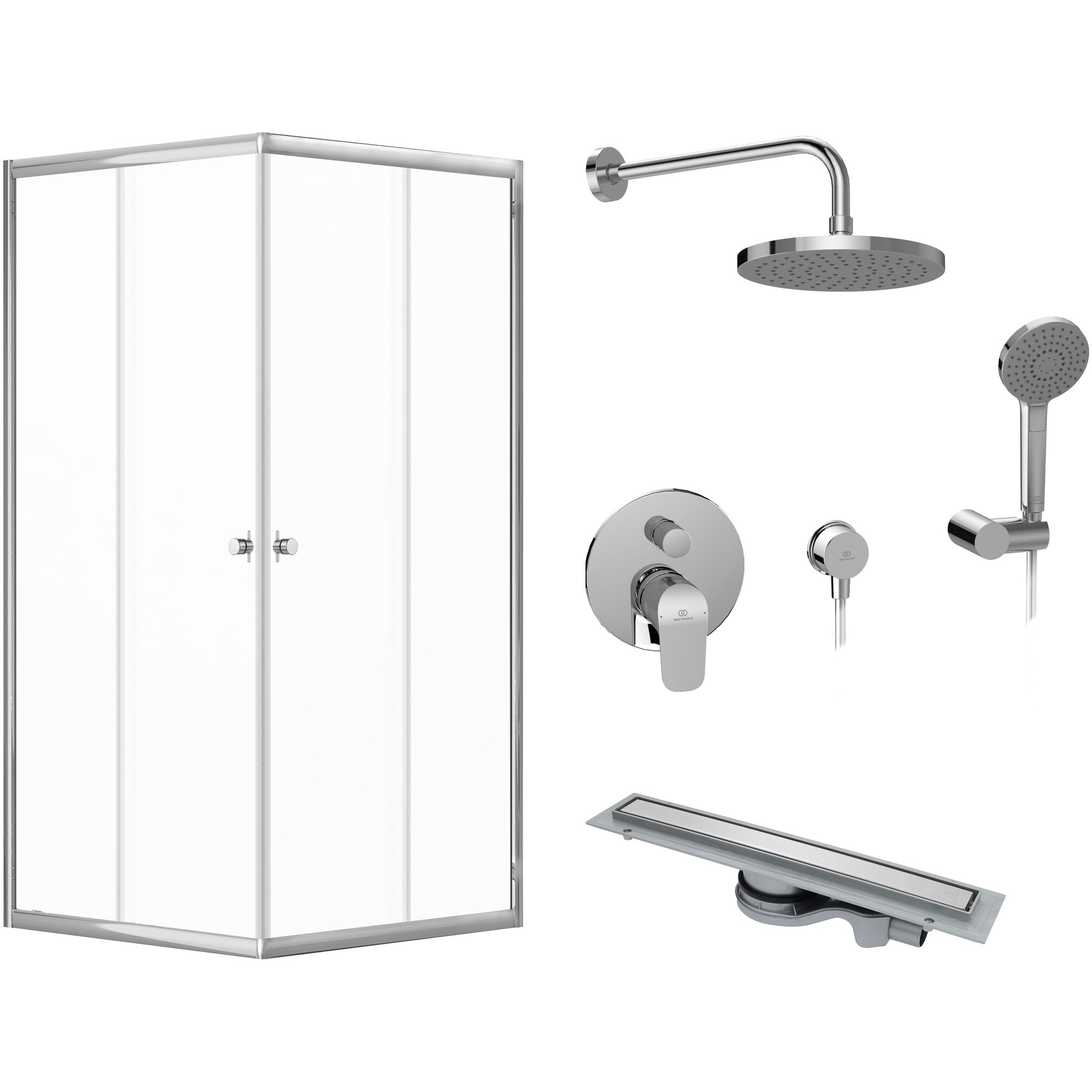 Душевой уголок 90х90 см Diwo &quot;Анапа&quot; с душем Ceraflex Ideal Standard и лотком CK Drain 1105-0015