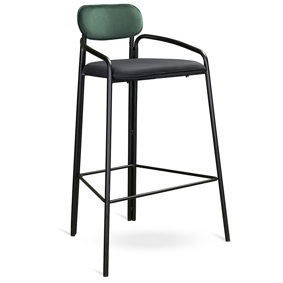 Барный стул на металлических ножках темно-зеленый, черный Ror Round
