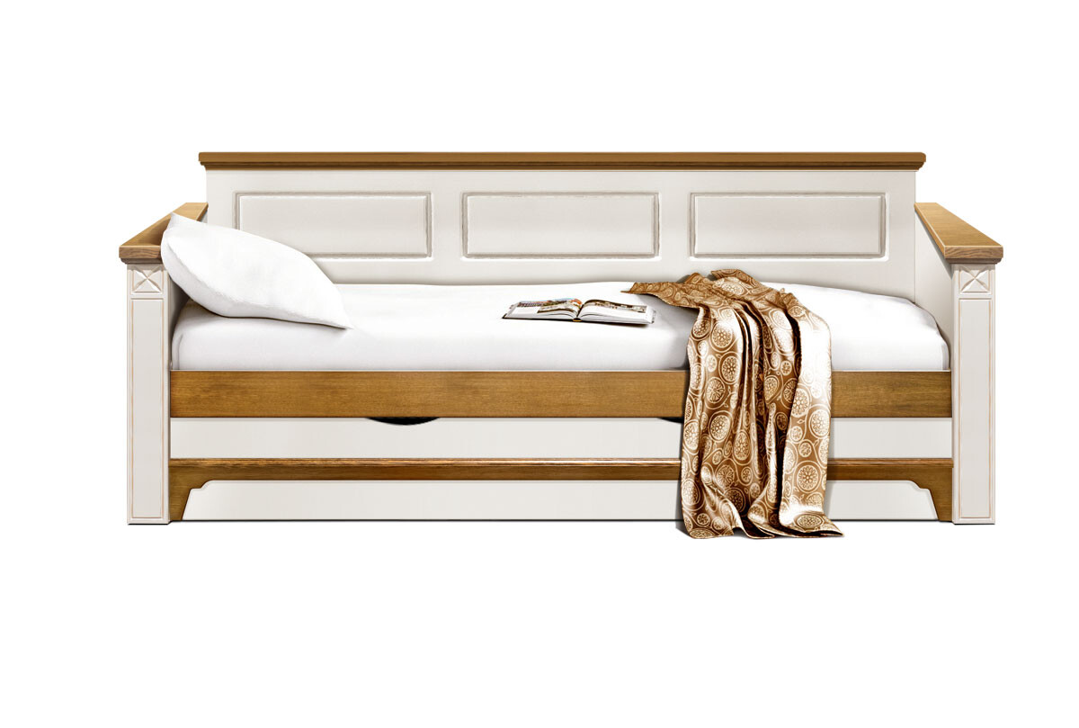 Кровать односпальная под два матраса жемчуг и дуб 90х200 см Brianson