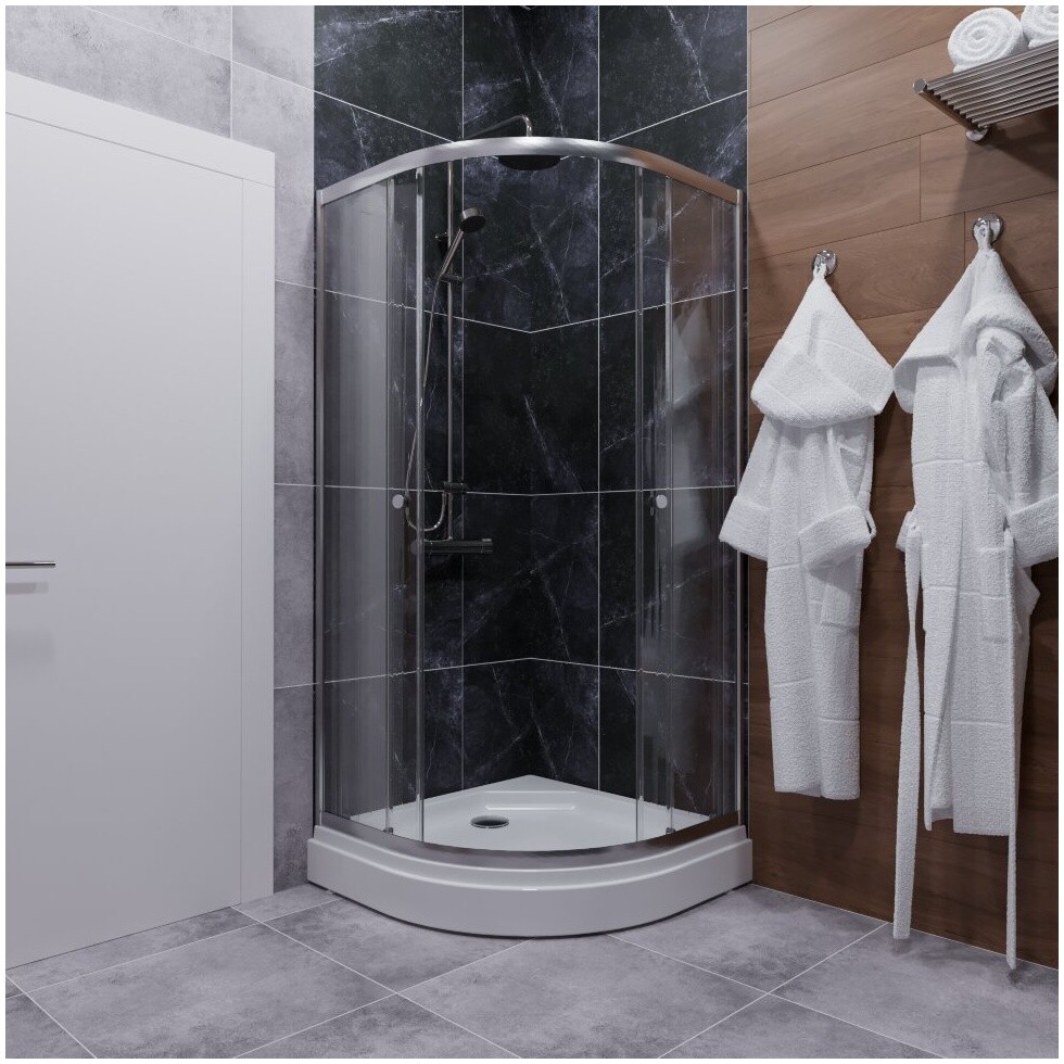 Душевой уголок четверть круга с низким поддоном 90х90 см хром Triton "Альфа-Хром" Щ0000049613 - изображение 6