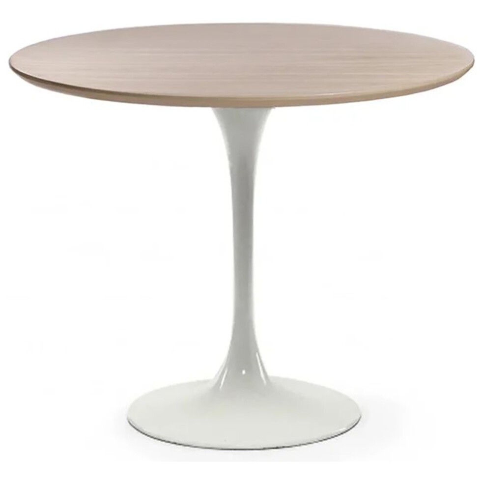 Обеденный стол круглый бук с белой глянцевой ножкой 90 см Apriori T