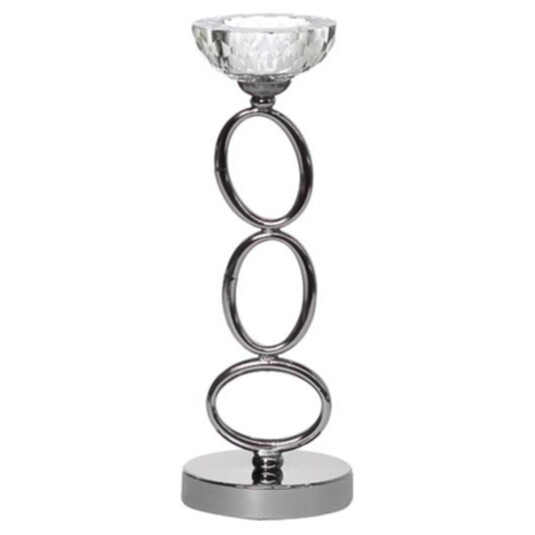 Подсвечник металлический со стеклянной чашей на 1 свечу H 31 см серебряный Garda Decor