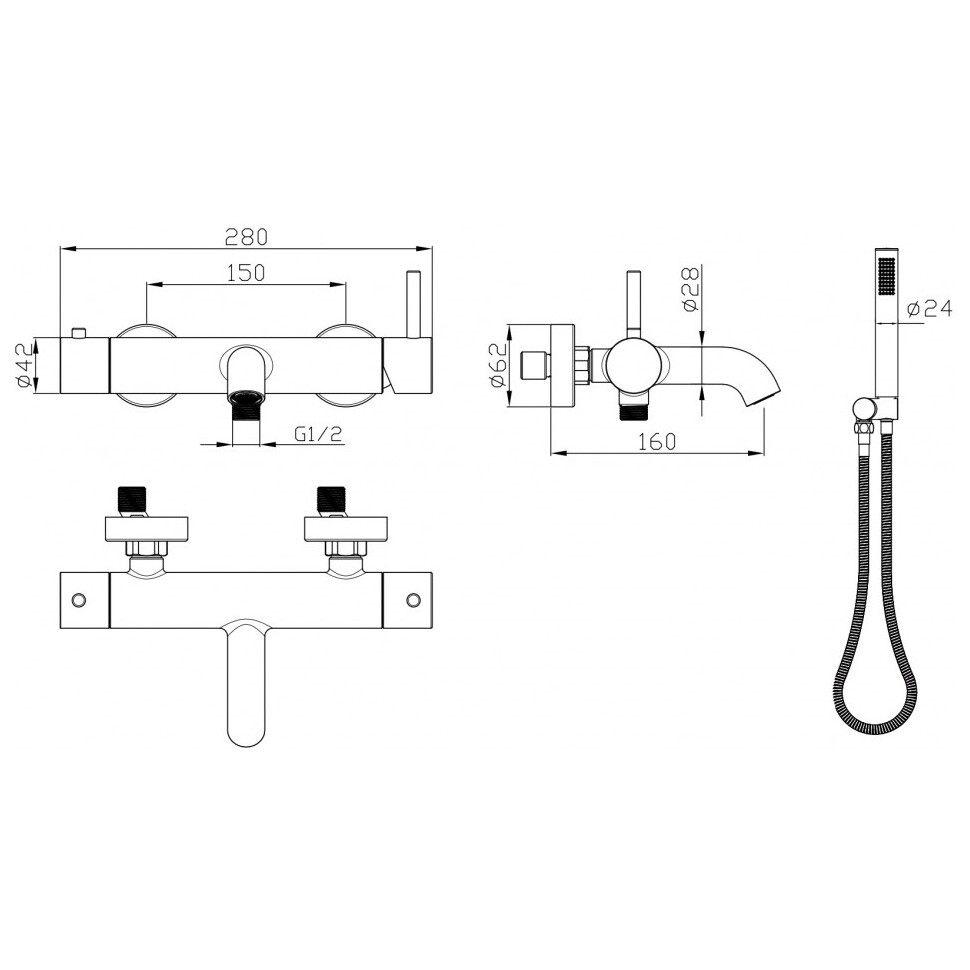 Смеситель для ванны с душем золото брашированное Milacio Ultra MCU.350.GD - изображение 6
