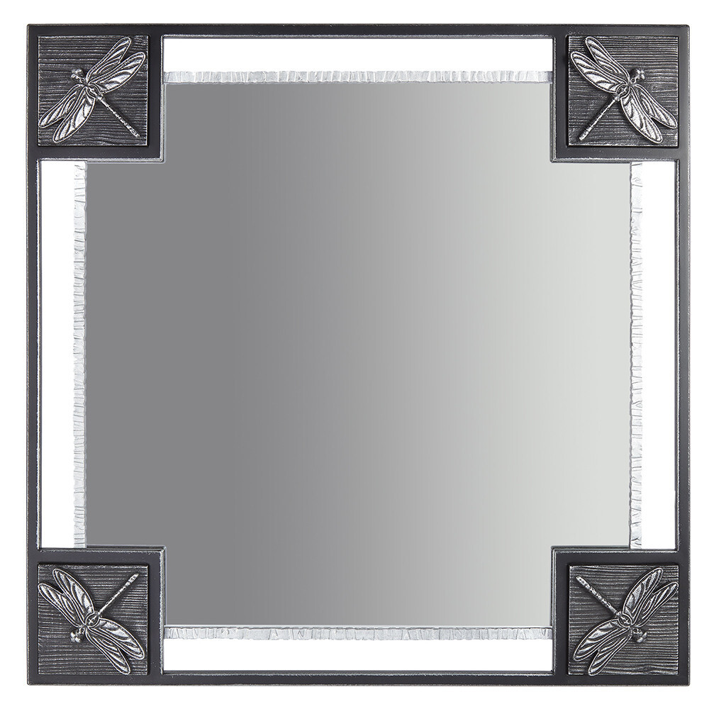 Зеркало настенное квадратное черное серебро &quot;Стрекозы&quot;