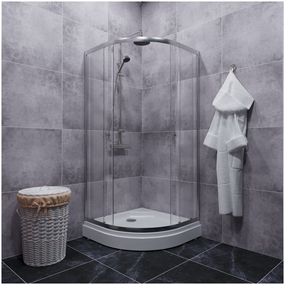 Душевой уголок четверть круга с низким поддоном 100х100 см хром Triton "Альфа-Хром" Щ0000049615 - изображение 5