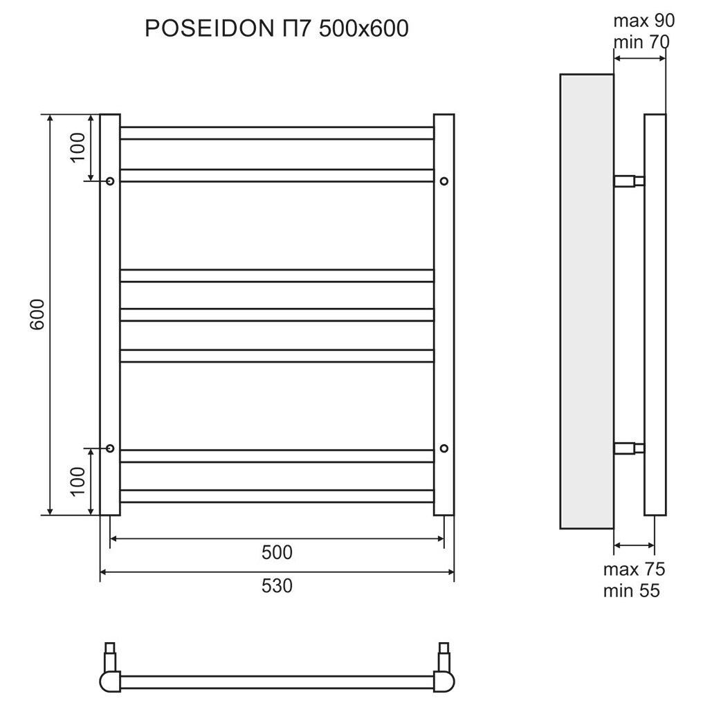 Полотенцесушитель электрический 50х60 см хром Lemark Poseidon LM42607E П7 - изображение 5