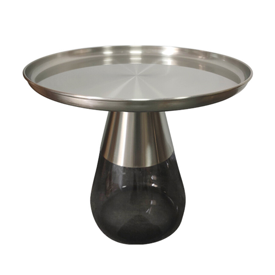 Кофейный столик круглый 60 см хром, серый Dahl