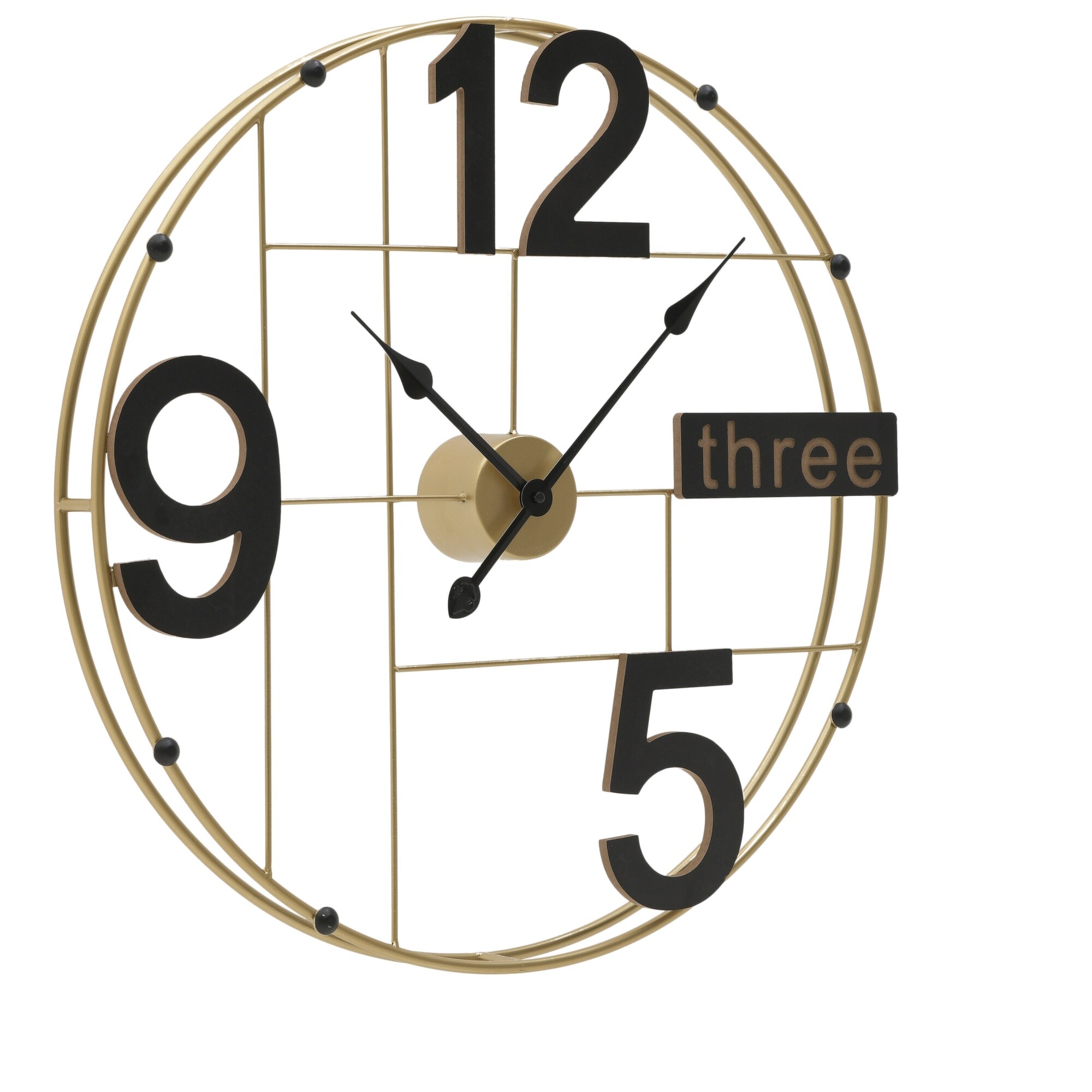Часы настенные кварцевые круглые 60 см золотые, черные 109659