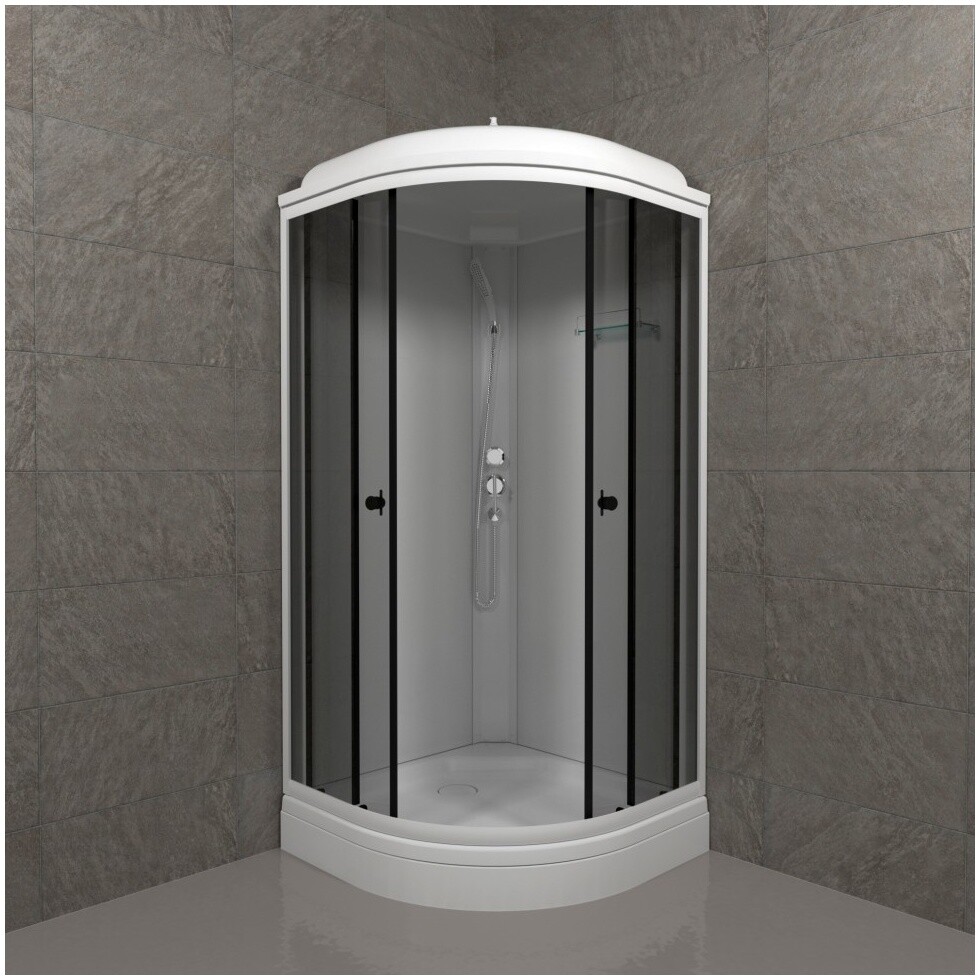 Душевая кабина четверть круга с низким поддоном 90х90 см белая Triton "Грэй А" Щ0000066462 - изображение 4