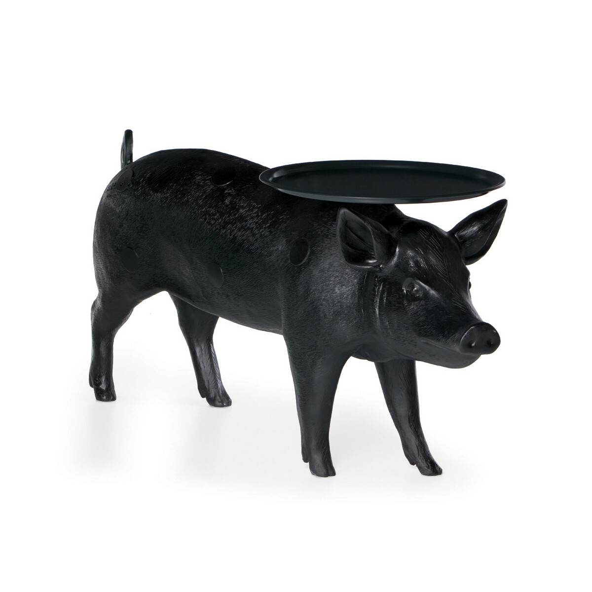 Столик кофейный со стеклянной столешницей черный Pig