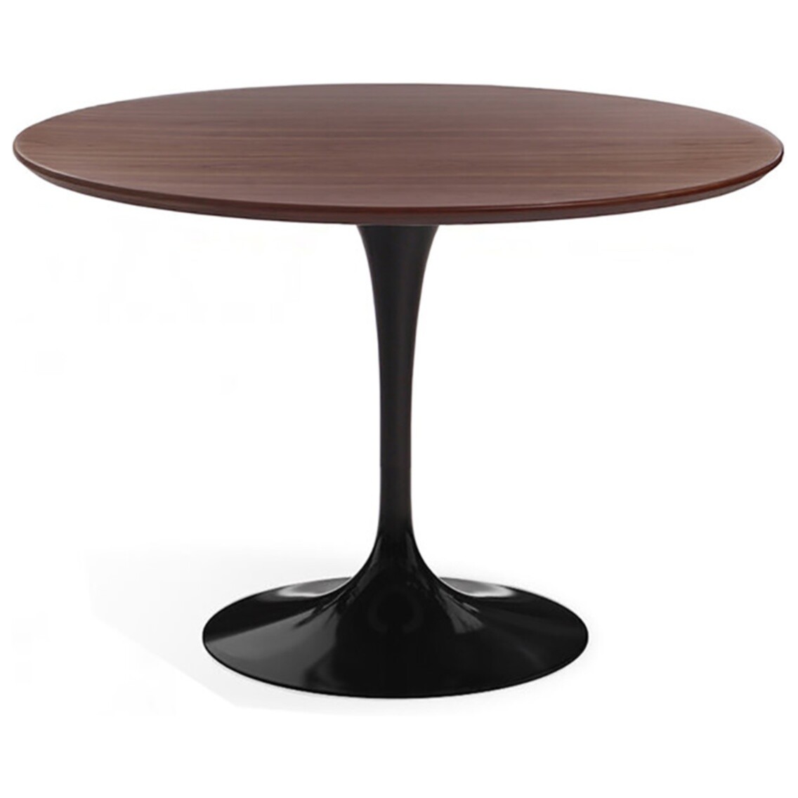 Обеденный стол круглый орех с черной глянцевой ножкой 90 см Apriori T