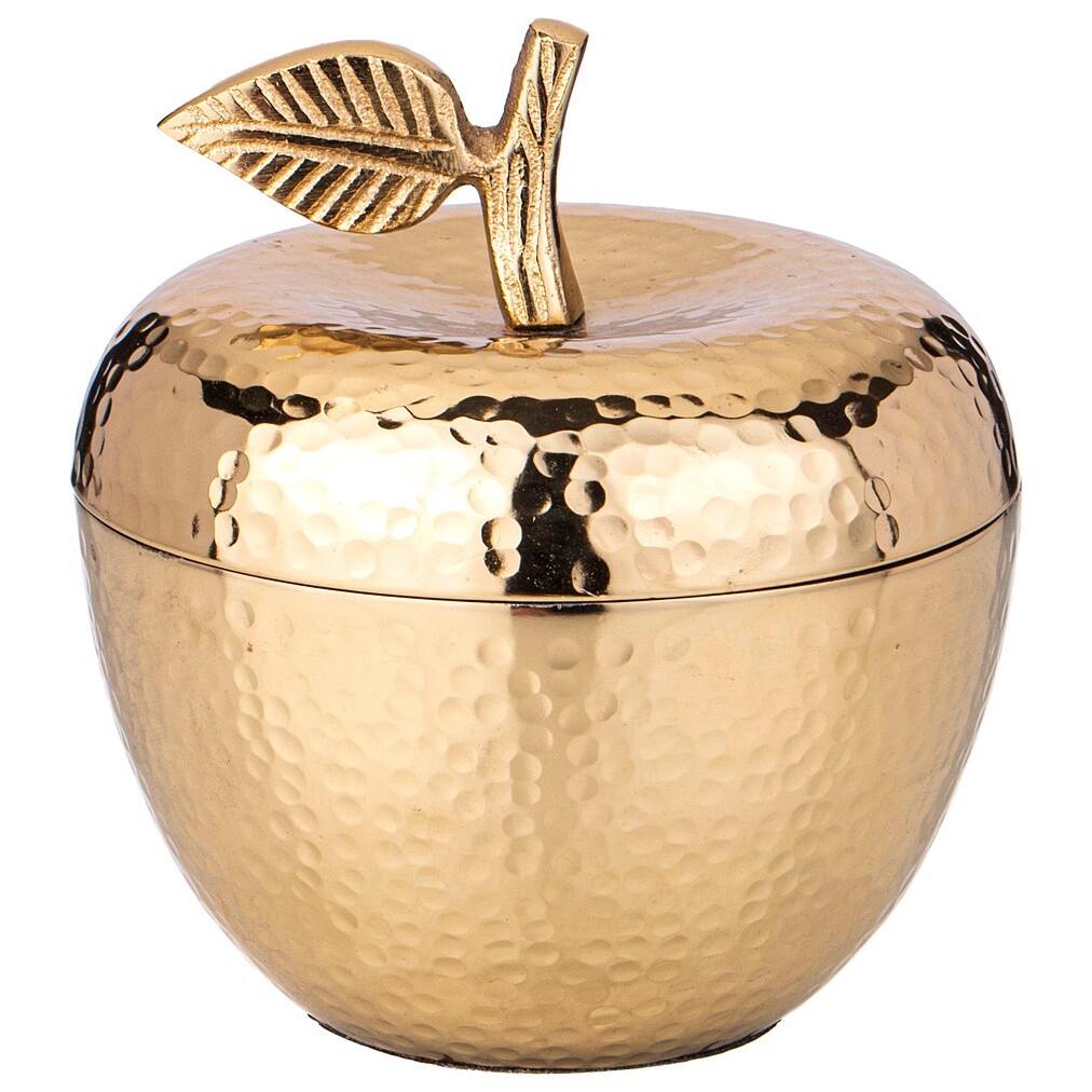 Шкатулка декоративная алюминиевая круглая золотая &quot;Яблоко&quot;