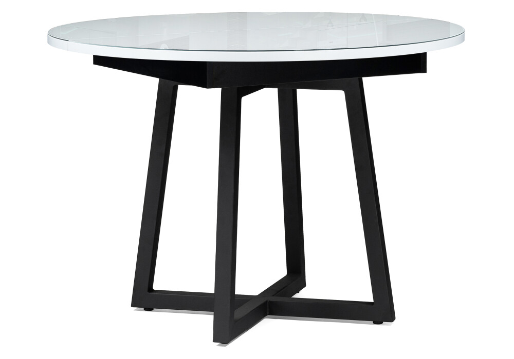 Обеденный стол-трансформер со стеклянной столешницей черный, белый &quot;Регна&quot;
