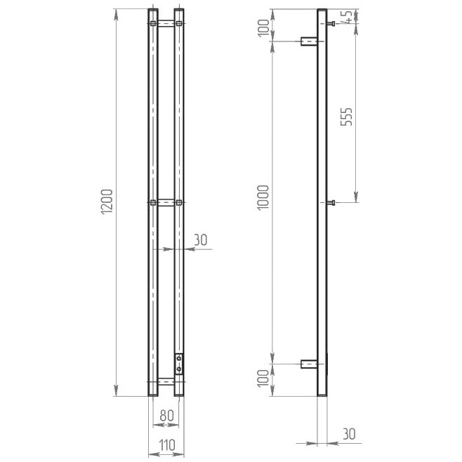 Полотенцесушитель электрический   золото глянцевое Ewrika "Пенелопа" P2 120 - изображение 9