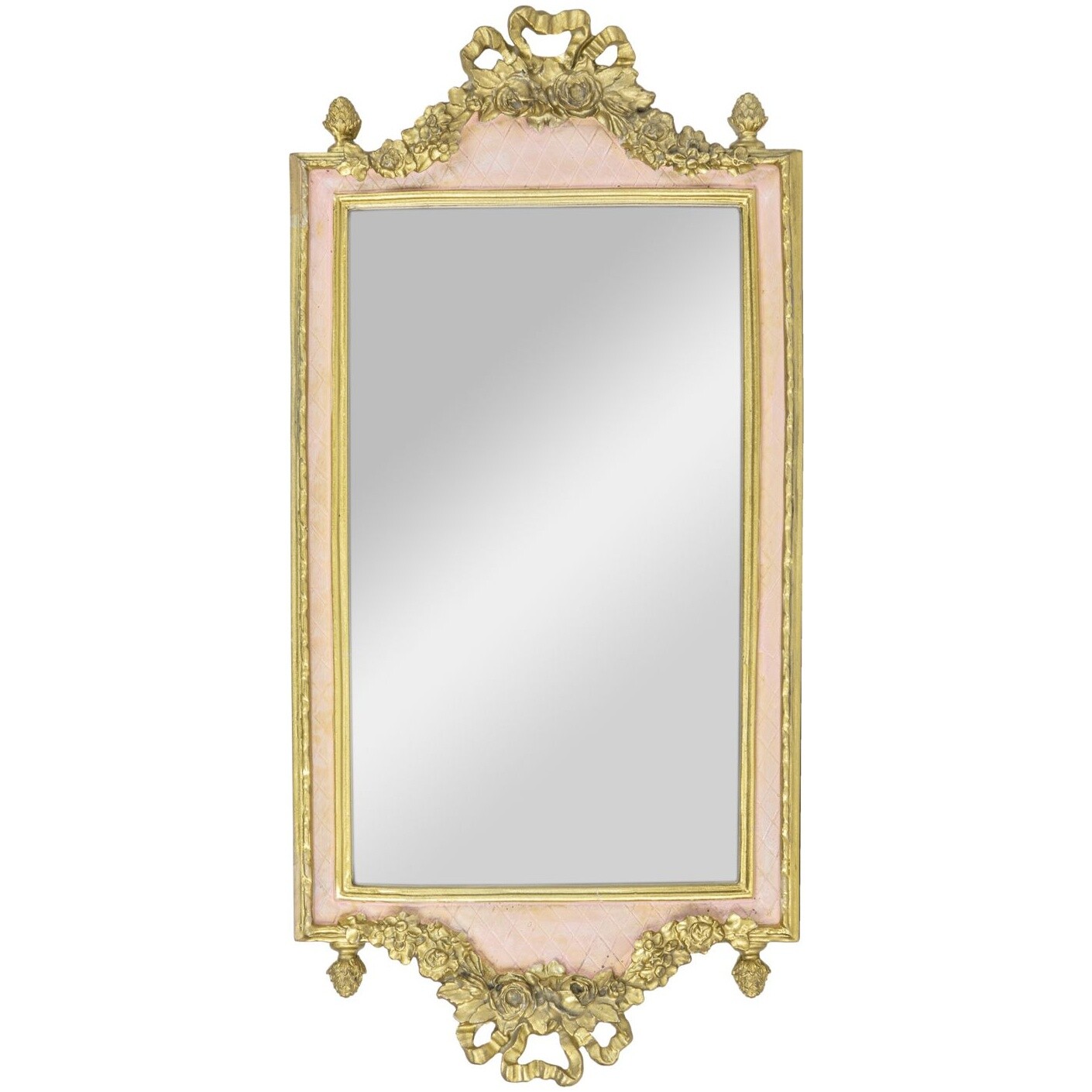 Зеркало настенное прямоугольное розово-золотое 19x40см Glasar