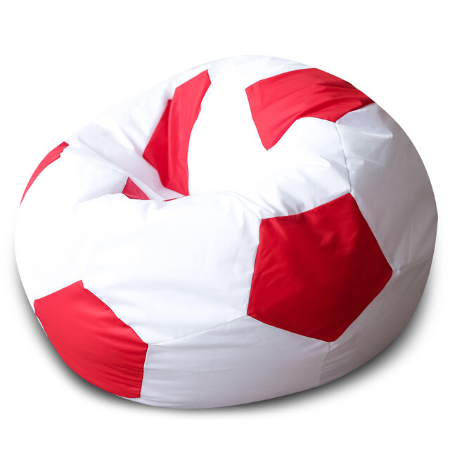 Кресло-мешок круглое 100 см оксфорд белое, красное &quot;Футбольный мяч&quot;