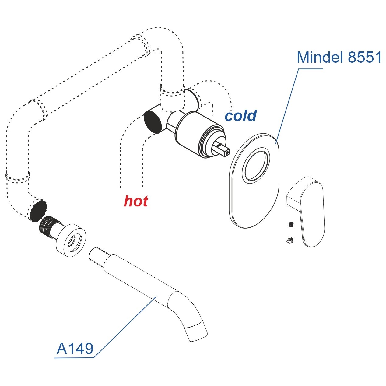 Смеситель для раковины встраиваемый с изливом белый Wasserkraft A85593 - изображение 4