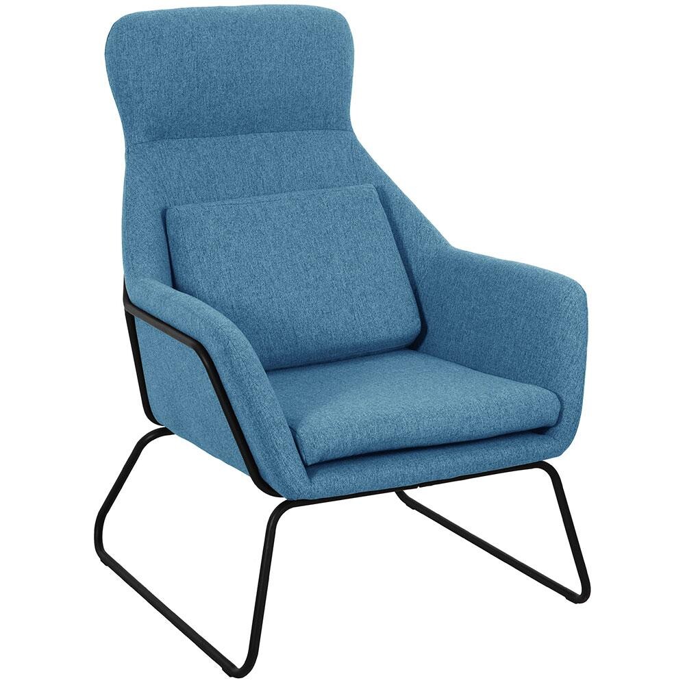 Кресло с мягкими подлокотниками на металлическом каркасе синее Archie