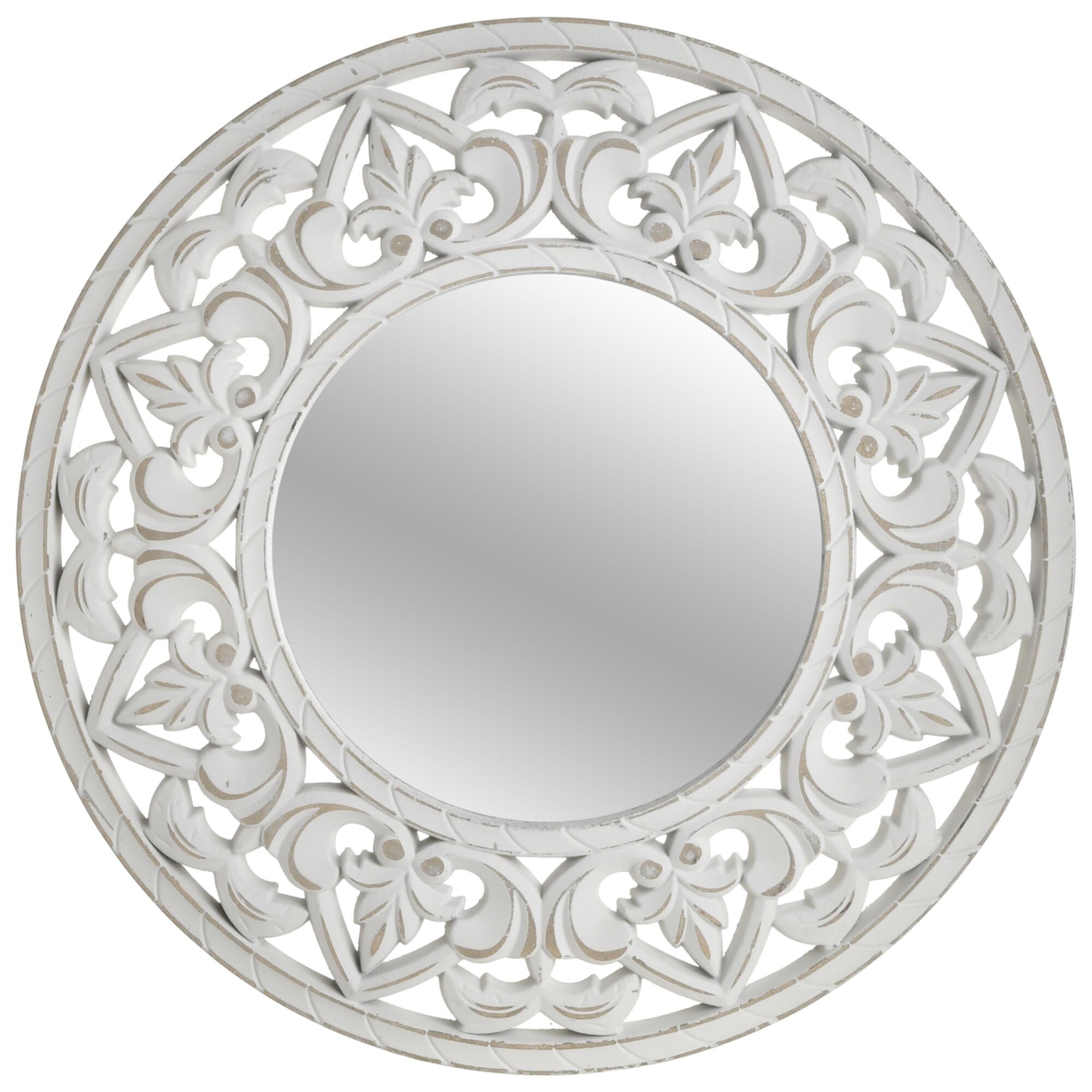 Круглое зеркало настенное 45х45 см белое