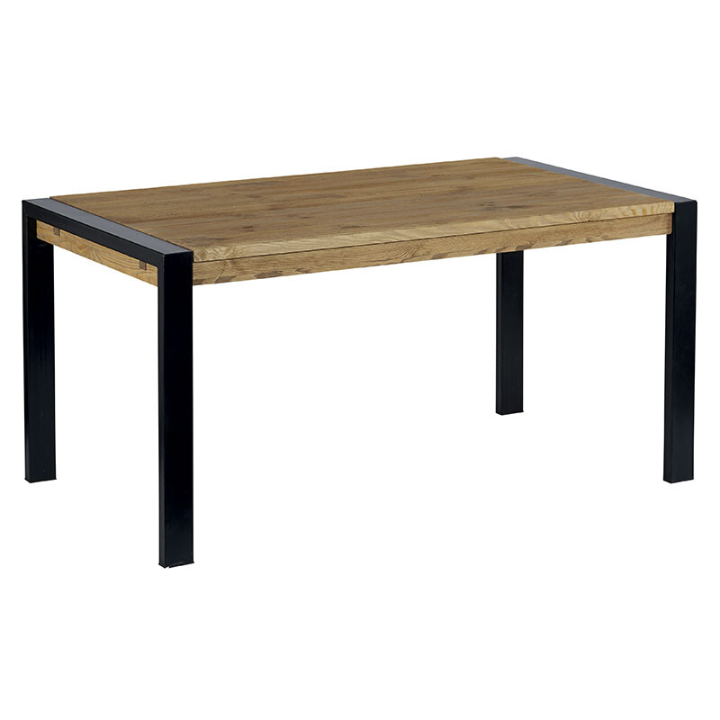 Обеденный стол раздвижной деревянный с черными ножками 160-210 см Lugano